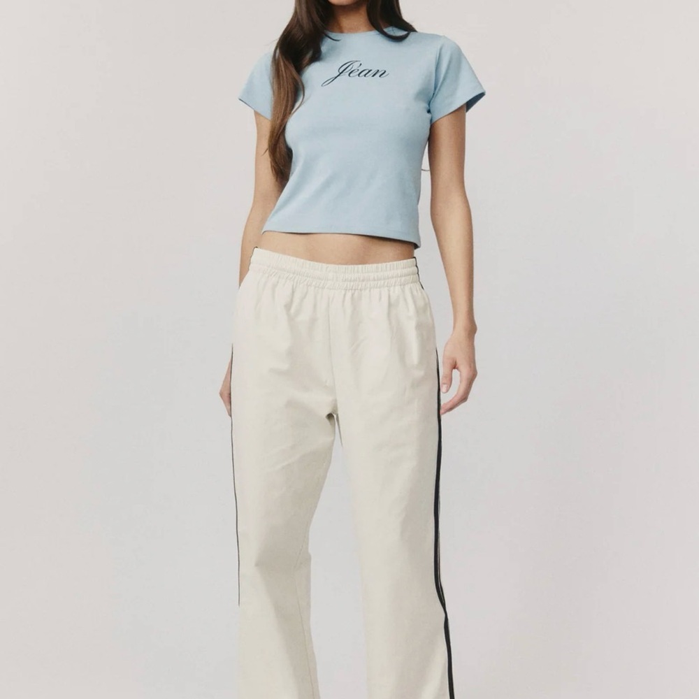With Jean Cream Track Pants with Brown Side Stripes - Picture 2 of 3